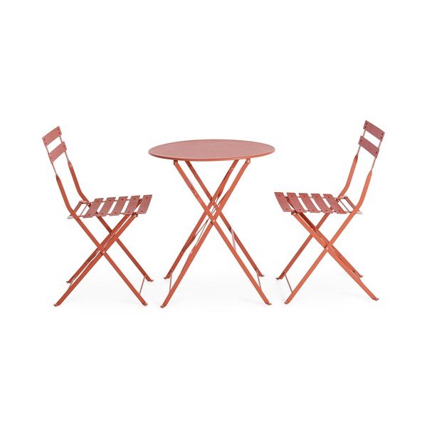 Oceľová záhradná jedálenská súprava v terakotovej farbe pre 2 Austin – Bizzotto
