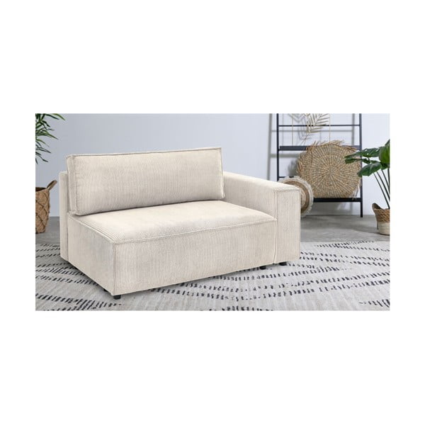 Krémovobiely menčestrový modul pohovky (pravý roh) Nihad modular – Bobochic Paris-image-1