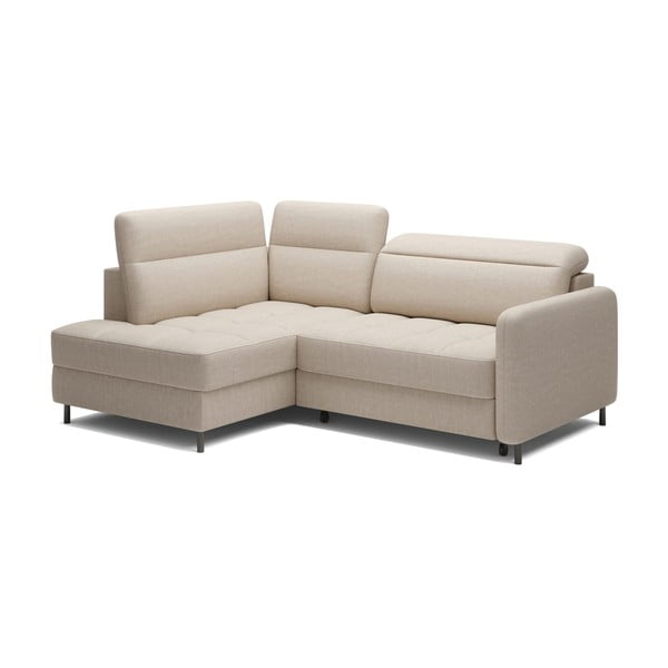 Béžová zamatová rozkladacia/s úložným priestorom rohová pohovka (ľavý roh/do L) Barea – ELTAP-image-2