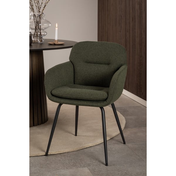 Khaki čalúnené jedálenské kreslo s podrúčkami Dora – Actona-image-1