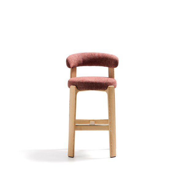 Barová stolička z jaseňového dreva v terakotovej farbe/v svetlo prírodnej farbe (výška sedadla 75 cm) Granite – Kave Home-image-2