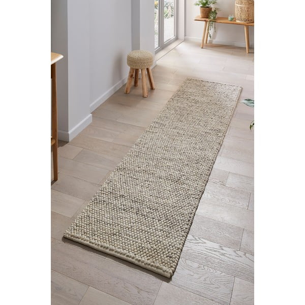 Svetlosivý ručne tkaný behúň s prímesou vlny 60x230 cm Minerals – Flair Rugs-image-1