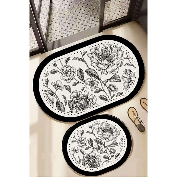 Čierno-biele kúpeľňové predložky v súprave 2 ks 60x100 cm Rasse – Foutastic-image-1