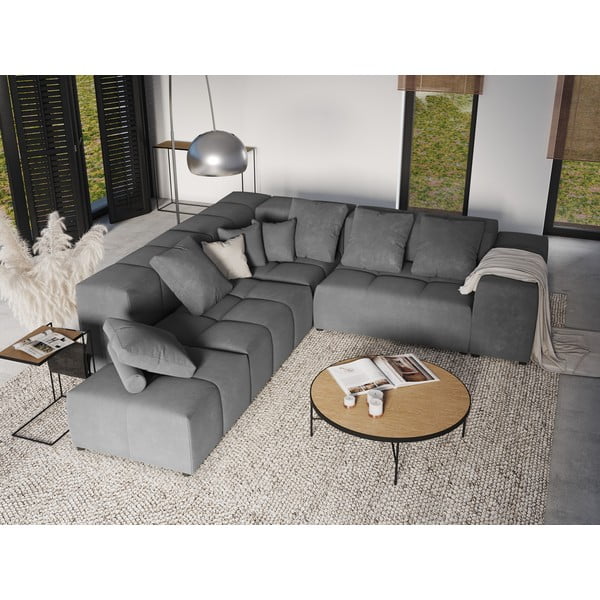 Sivý zamatový vankúš k modulárnej pohovke Rome Velvet - Cosmopolitan Design-image-4