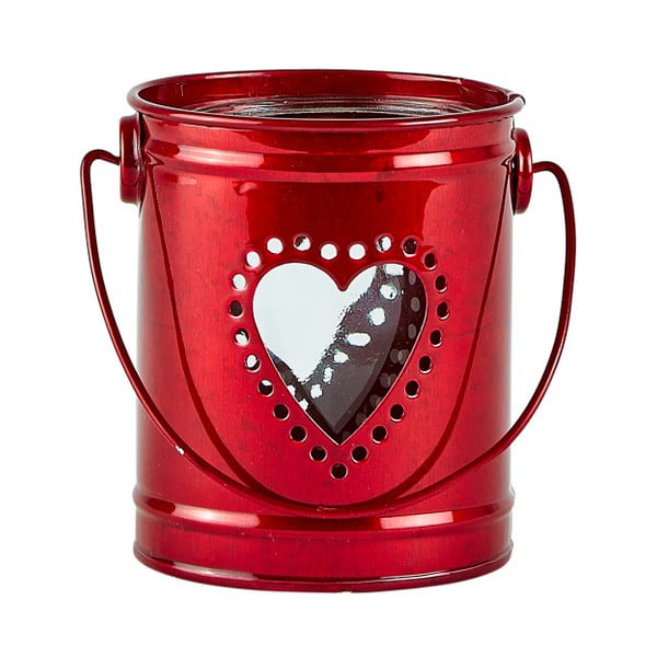 Červený lampáš KJ Collection Hearty Heart, výška 10,5 cm