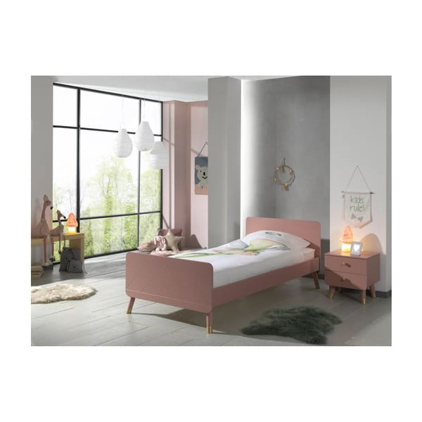Ružová detská posteľ z borovicového dreva Vipack Billy, 90 x 200 cm-image-2