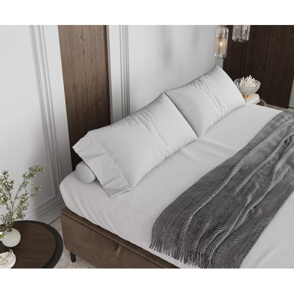 Béžová čalúnená dvojlôžková posteľ s úložným priestorom 160x200 cm Tate – Maison de Rêve-image-4