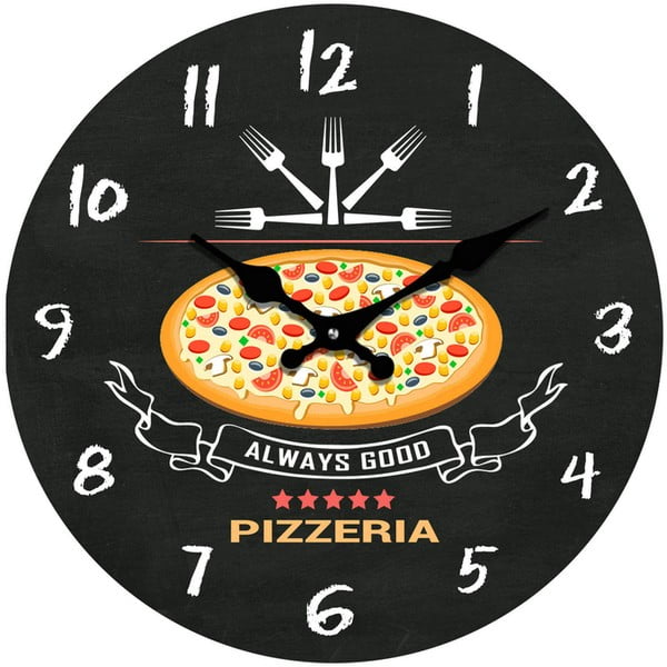 Sklenené hodiny Pizzeria, 34 cm