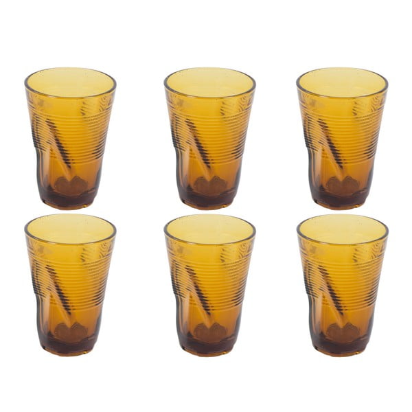 Sada 6 jantárovožltých pohárov Kaleidos, 340 ml