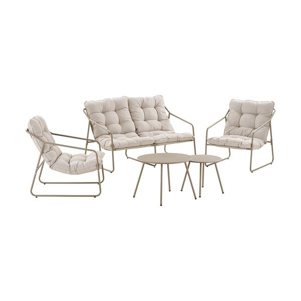 Béžová čalúnená záhradná lounge súprava pre 4 osoby Nilo – House Nordic-image-2