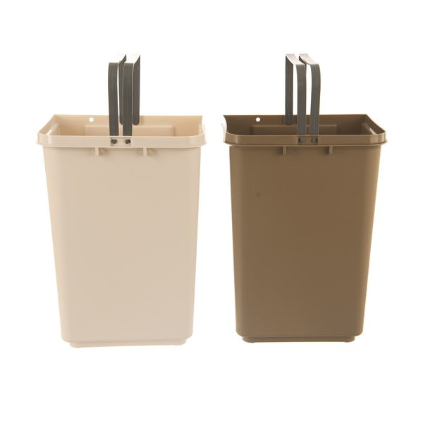 Bielo-béžový plastový odpadkový kôš na triedený odpad 2x20 l Duo Dust – Orion-image-1