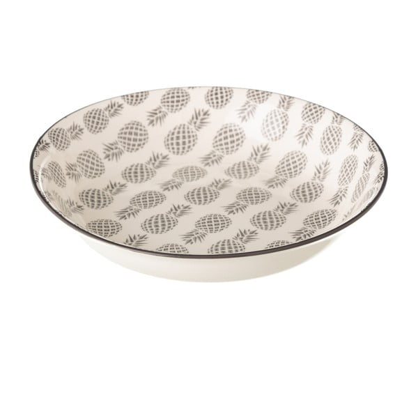 Sivo-biely porcelánový hlboký tanier Unimasa Pinna