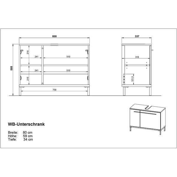 Tmavosivá skrinka pod umývadlo v dekore duba 80x59 cm Yonkers - Germania-image-4
