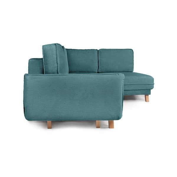 Tyrkysovomodrá menčestrová rozkladacia rohová pohovka (pravý roh) Tori – Bonami Selection-image-3