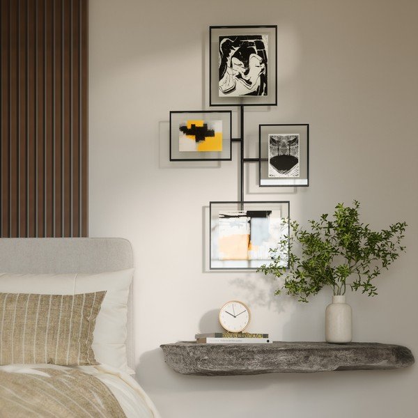 Lesklý čierny kovový/sklenený rámček na stenu 57x99 cm Flute – Umbra-image-4