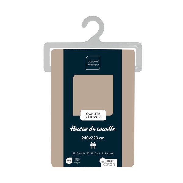 Béžová bavlnená obliečka na perinu na dvojlôžko/predĺžená 240x220 cm Lina – douceur d'intérieur-image-2