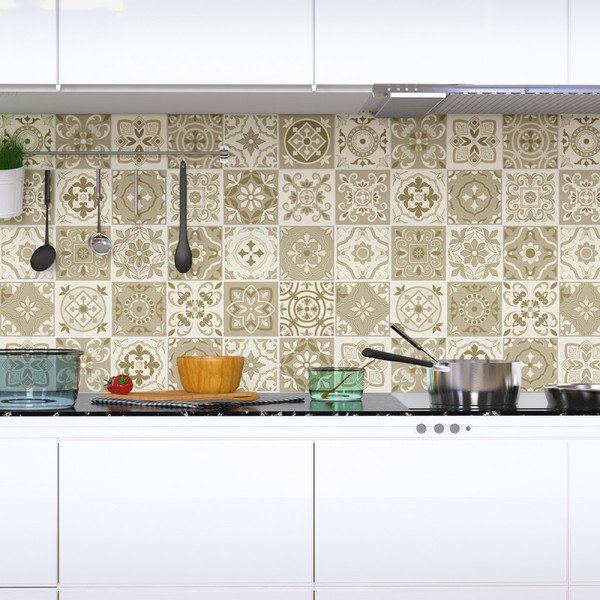 Sada 60 nástenných samolepiek Ambiance Wall Decal Cement Tiles Fortunato, 15 × 15 cm-image-1