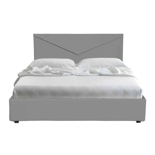 Sivá dvojlôžková posteľ s úložným priestorom a poťahom z koženky 13Casa Mina, 160 x 190 cm