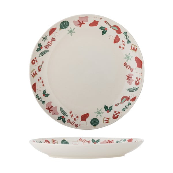 Krémový servírovací tanier s vianočným motívom z kameniny ø 28 cm Yule – Bloomingville-image-4