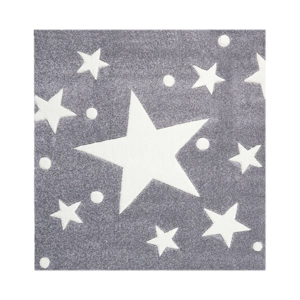 Sivý detský koberec Happy Rugs Star Constellation 140 × 140 cm