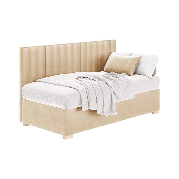 Béžová detská posteľ s úložným priestorom s matracom 90x200 cm Chill – Ghado-image-3