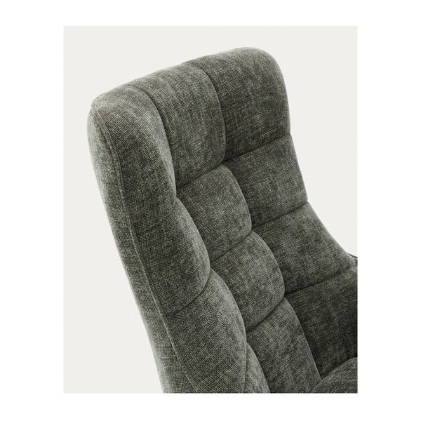 Otočné ženilkové kreslo sivozelené Teryl – Kave Home-image-4