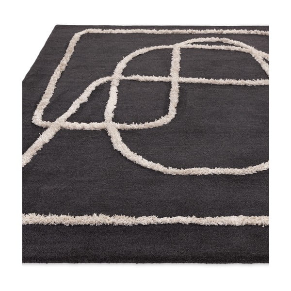 Čierny ručne tkaný vlnený koberec 160x230 cm Matrix – Asiatic Carpets-image-3