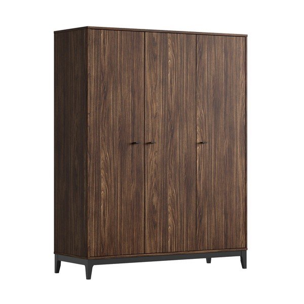Šatníková skriňa v dekore orecha v tmavo prírodnej farbe 148x190x55 cm Ilyas – Vipack