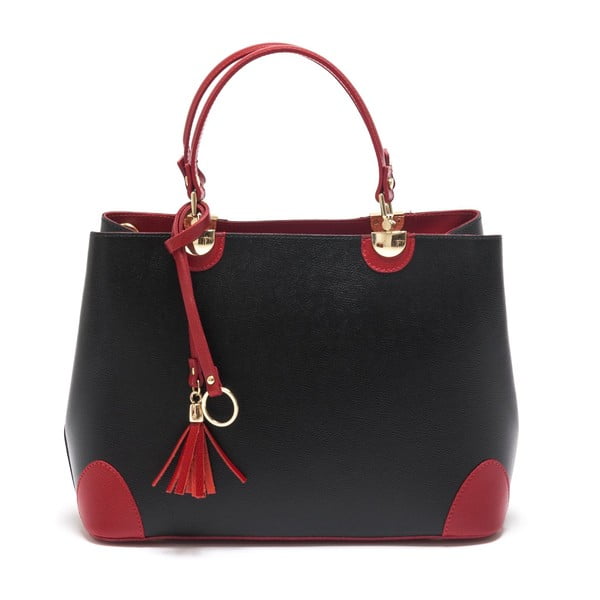 Čierno-červená kožená kabelka Isabella Rhea no. 462
