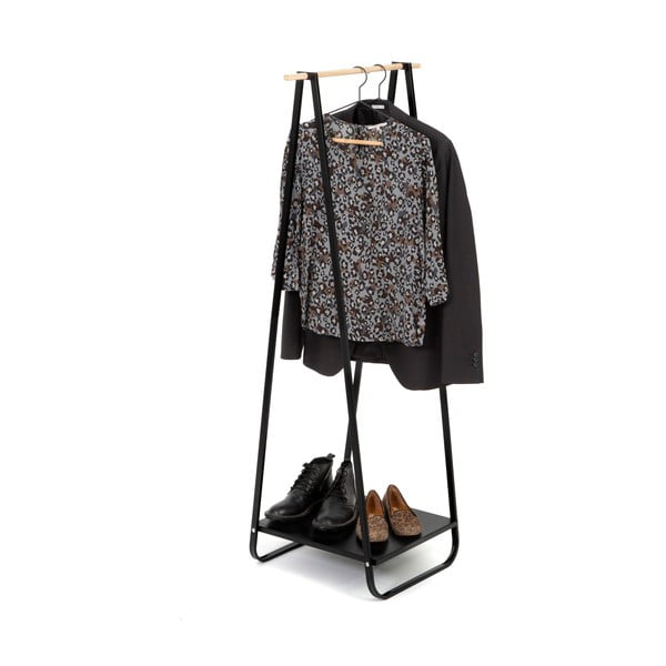 Čierny stojan na oblečenie s poličkou Compactor Portant Blanc-image-3