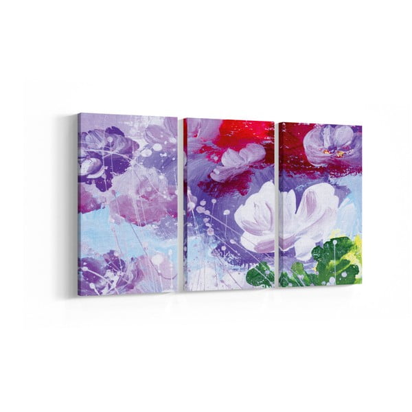 Sada 3 obrazov s květinami, 20 × 40 cm