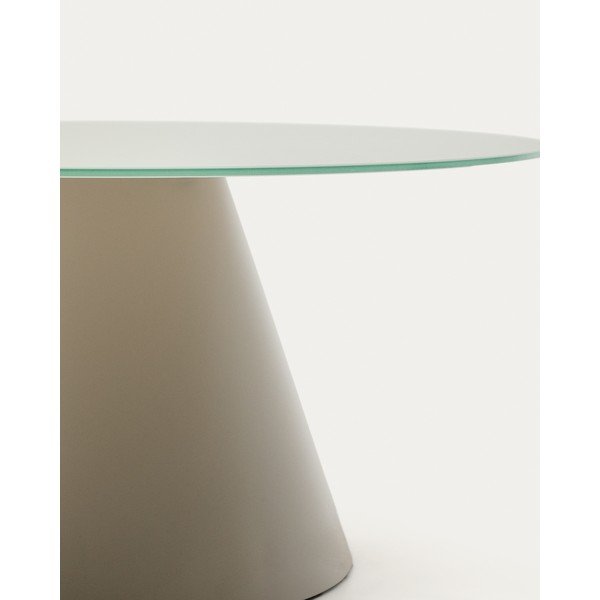 Svetlosivý okrúhly konferenčný stolík so sklenenou doskou ø 80 cm Wilshire – Kave Home-image-3