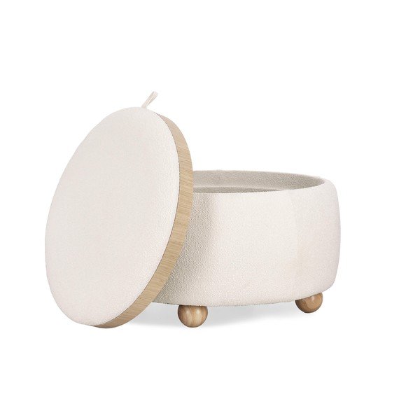 Krémovobiely taburet z textílie buklé Irisha – Bizzotto-image-3