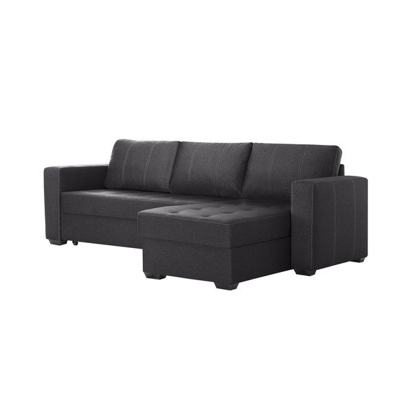 Antracitovosivá rohová rozkladacia pohovka s úložným priestorom Interieur De Famille Paris Succès, pravý roh