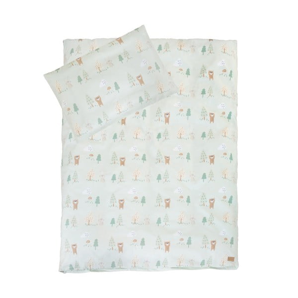 Svetlozelené bavlnené detské obliečky do postieľky 100x135 cm Woodland Buddies – Roba-image-2