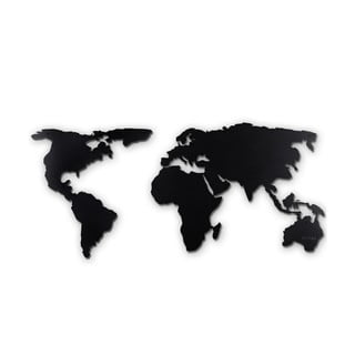 Čierna nástenná kovová dekorácia World Map XL