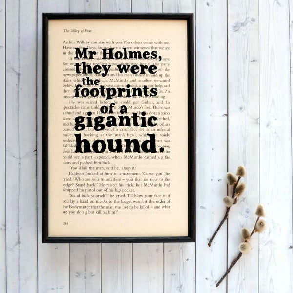 Plagát v drevenom ráme Sherlock Holmes gigantic hound