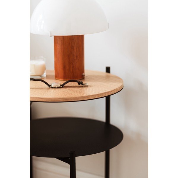 Čierny/v prírodnej farbe nočný stolík s doskou v dubovom dekore Tu – noo.ma-image-3