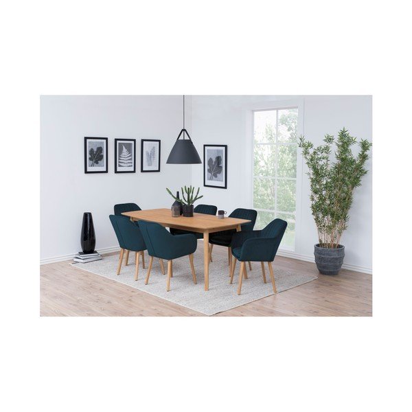 Tmavomodré čalúnené jedálenské kreslo s podrúčkami Emilia – Actona-image-1