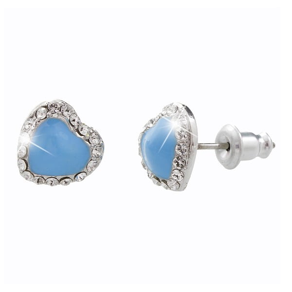 Modré náušnice so Swarovski Elements Laura Bruni Heart Time Aquamarine