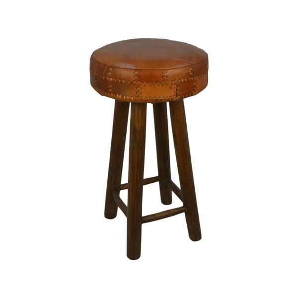 Barová stolička z hovädzej kože HSM collection Art of Nature Vintage Cognac, výška 75 cm