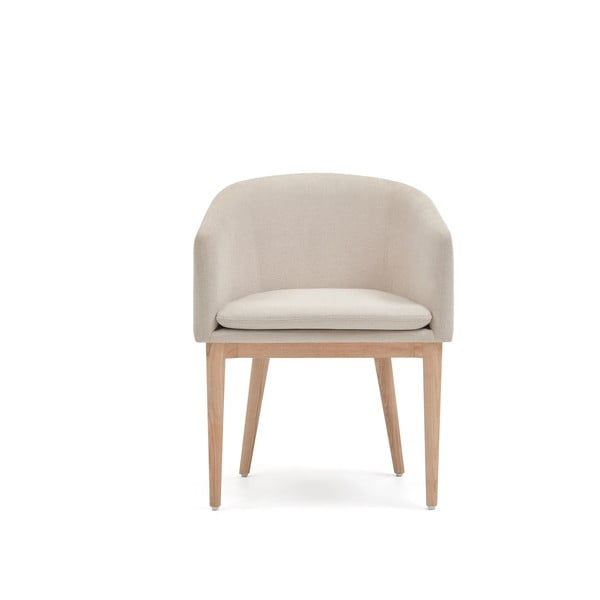 Krémovobiele čalúnené jedálenské kreslo s podrúčkami Harlan – Kave Home-image-4