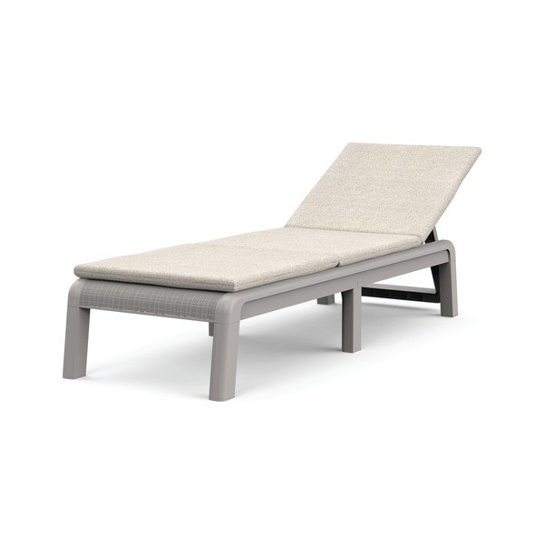 Béžové plastové/polstrované polohovacie/skladacie záhradné ležadlo Atlas – Keter