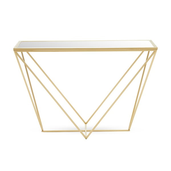 Konzolový stolík so sklenenou doskou v zlatej farbe 40x120 cm Farran – Premier Housewares-image-2