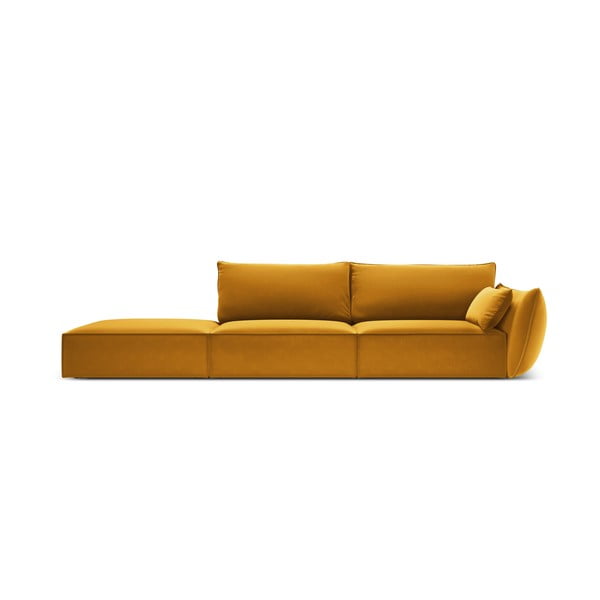 Zamatová pohovka v horčicovej farbe pravý roh 264 cm Vanda – Mazzini Sofas