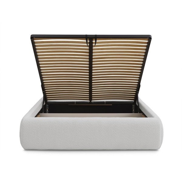 Svetlosivá čalúnená dvojlôžková posteľ s úložným priestorom/bez čela s roštom 160x200 cm Inera – Bobochic Paris-image-4