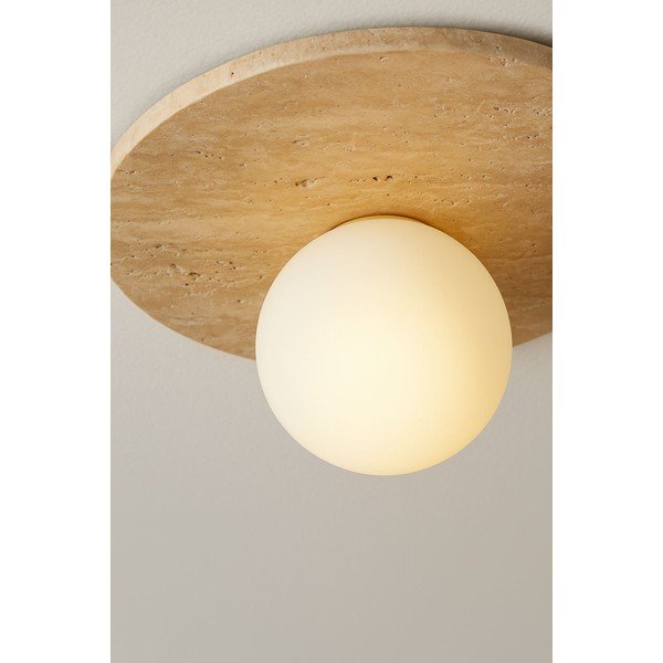 Béžové kamenné stropné svietidlo so skleneným tienidlom ø 12 cm Hilde – Opviq lights-image-4