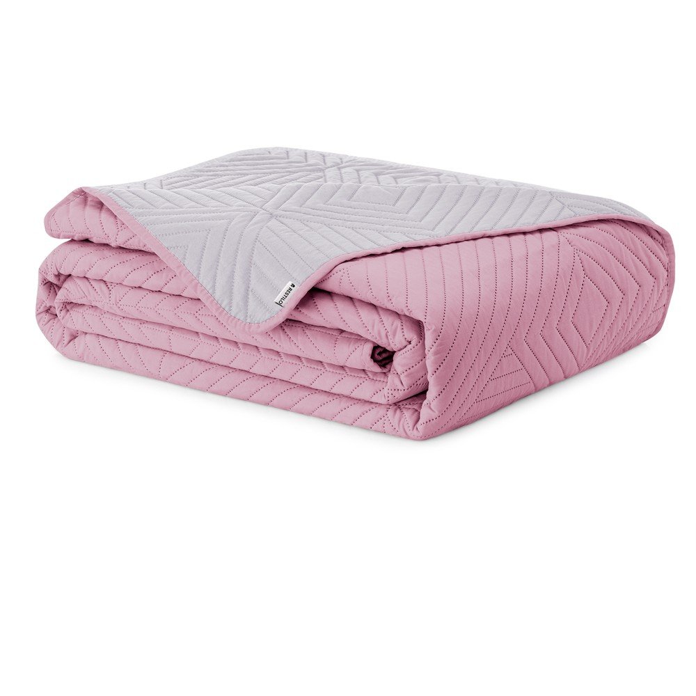 E-shop Ružový/svetlosivý prešívaný pléd z mikrovlákna 220x240 cm Softa – Restilo