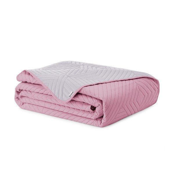 Ružový/svetlosivý prešívaný pléd z mikrovlákna 240x260 cm Softa – Restilo