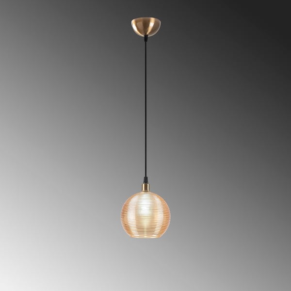 Závesné svietidlo v okrovo žltej a zlatej farbe so skleneným tienidlom ø 15 cm Muzo – Opviq lights-image-4